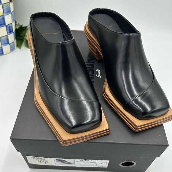 Women’s Sunni Sunni stacked heel mule size 6, made in Portugal - Picture 1 of 9
